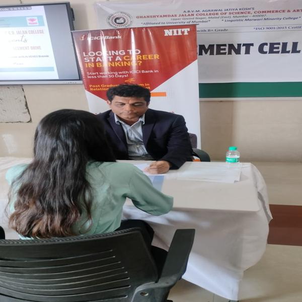 Campus placement organised in collaboration with ICICI Bank