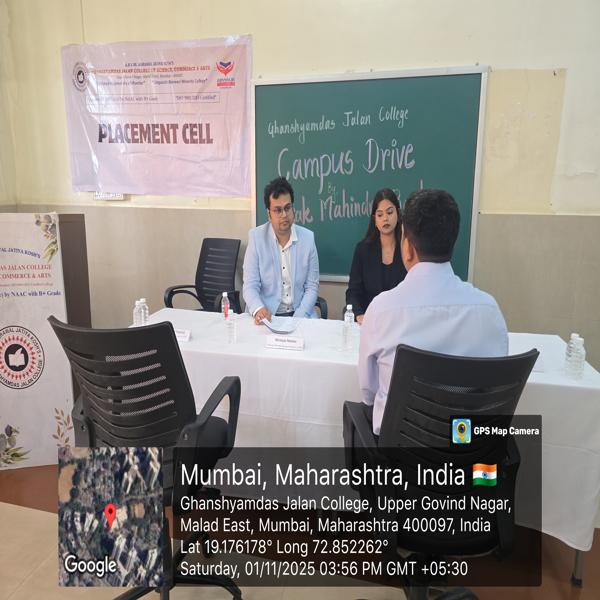 Campus placement organised in collaboration with Kotak Mahindra Bank